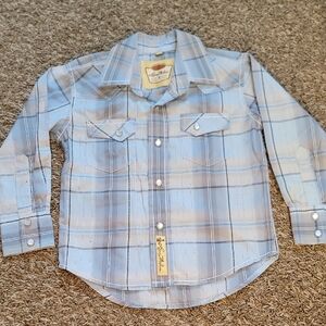 Larry Mahan Cowboy Collection Boys XS Pearl Snap Western Shirt Plaid EUC
